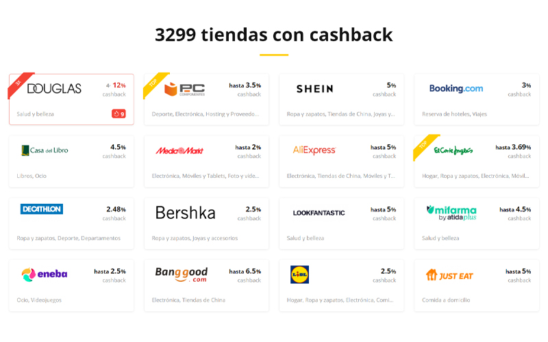 Más de 3299 tiendas con cashback en LetyShops España